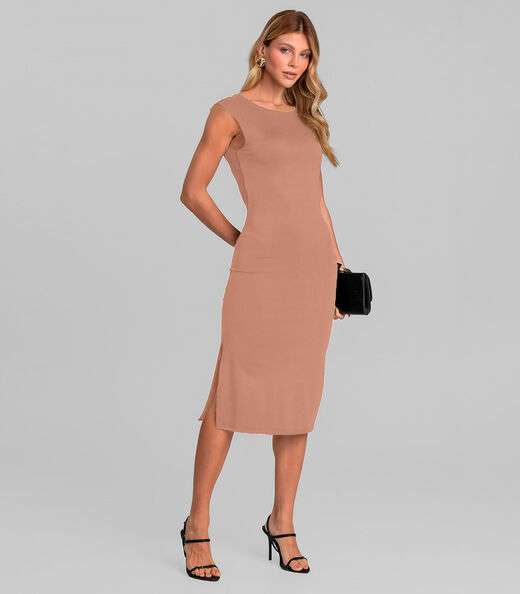 Image_Vestido Midi Feminino Decote Canoa Dianna Marrom