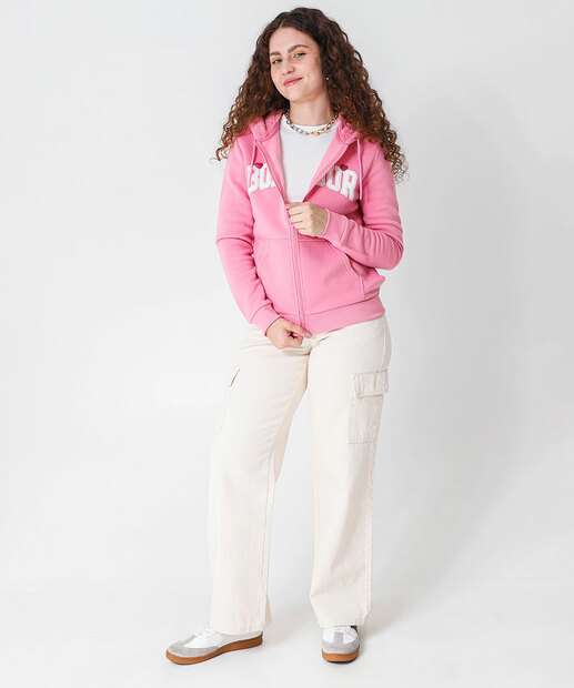 Casaco Feminino Moletom Flanelado Frase Marisa Rosa