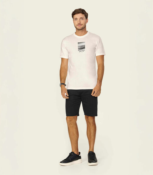 Camiseta Masculina Meia Malha Com Estampa Diametro Bege