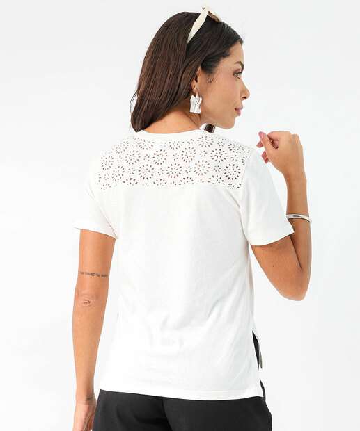 Blusa Feminina Recorte Manga Curta Marisa Off White