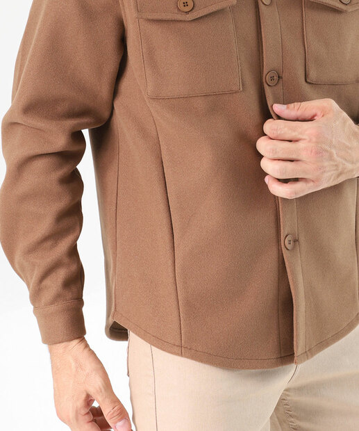 Casaco Masculino Polivelour Bolsos MR Caqui