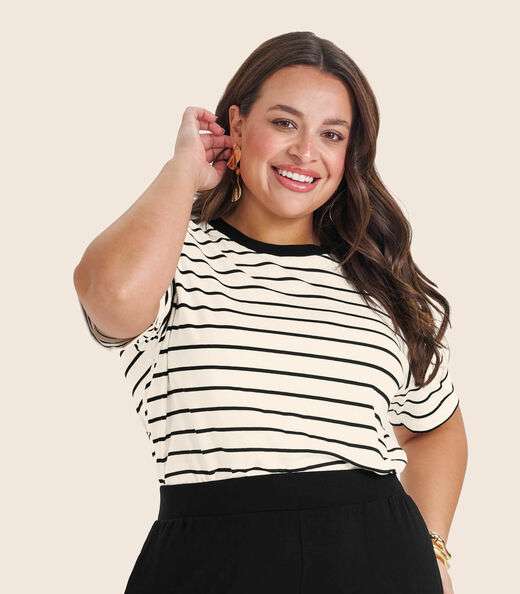 Blusa Feminina Plus Size Gola Redonda Secret Glam Bege