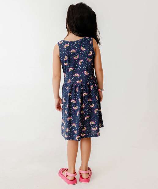 Vestido Infantil Arco-íris Sem Manga Marisa Tam 4 a 10
