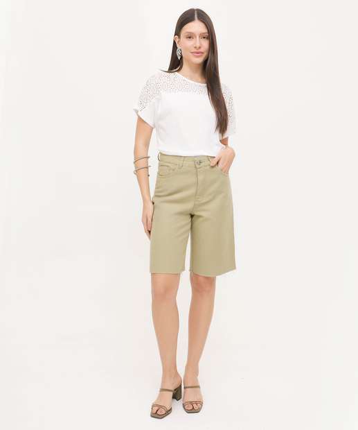 Bermuda Sarja Feminina Bolsos Ecxo Jeans