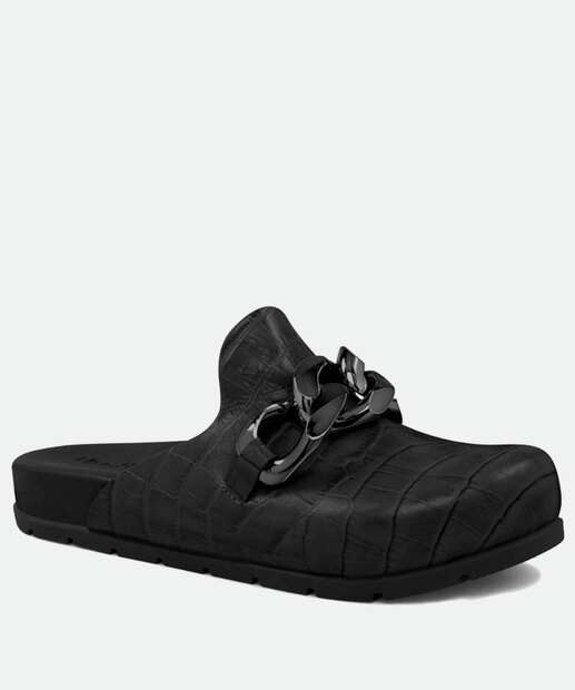 Mule Feminino Bico Redondo Textura Croco Usaflex 