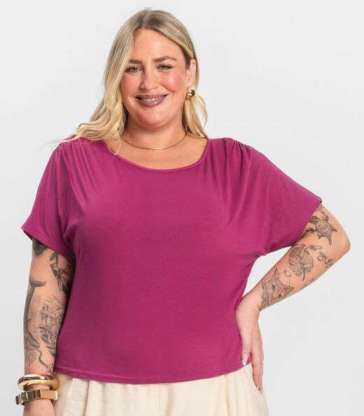 Blusa Lisa Plus Infinita Cor Roxo