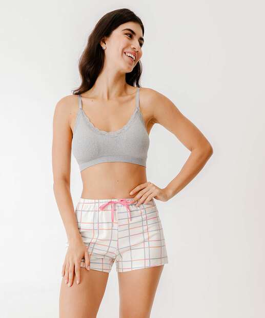 Image_Short Pijama Feminino Avulso Xadrez Marisa Off White