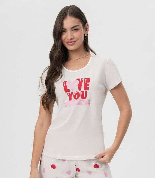 Short Doll Feminino Corações Mensageira Da Paz Branco