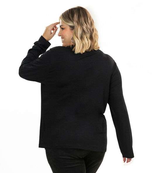 Blusa Manga Longa Viscotorcion Secret Glam Preto