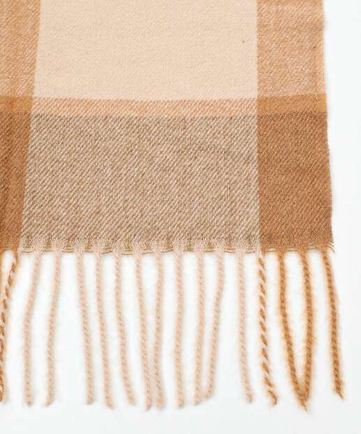 Cachecol Feminino Tricô Xadrez Marisa Bege