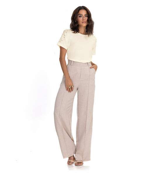 Blusa Strass Feminina Viscotorcion Endless Bege