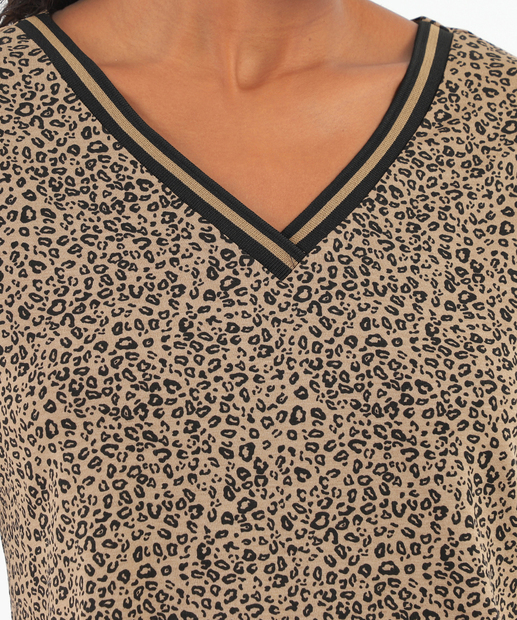 Blusa Feminina Recorte Animal Print Marisa Marrom