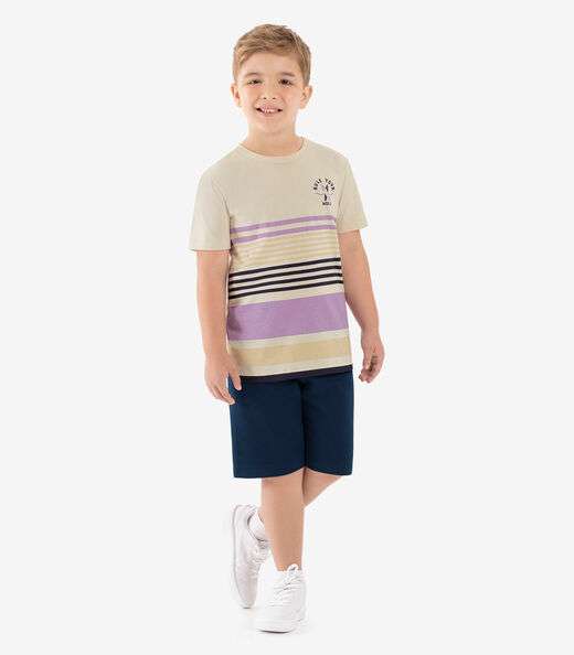 Conjunto Infantil Camiseta Com Bermuda Rovi kids Bege