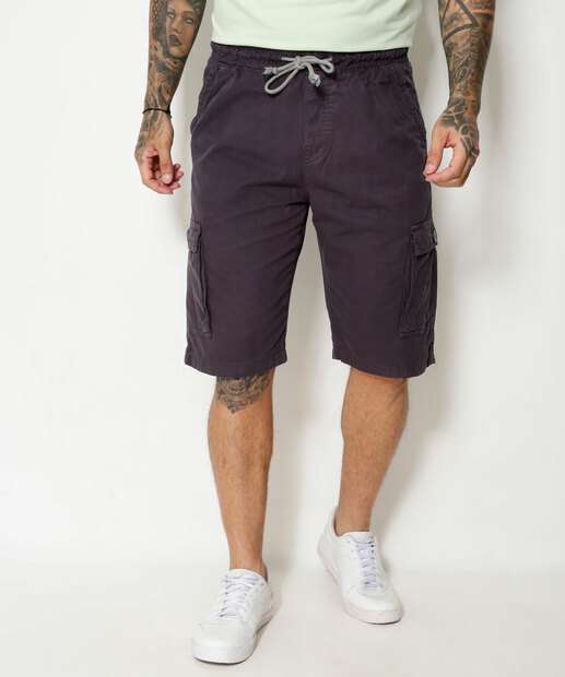 Bermuda Masculina Sarja Bolsos Cargo 