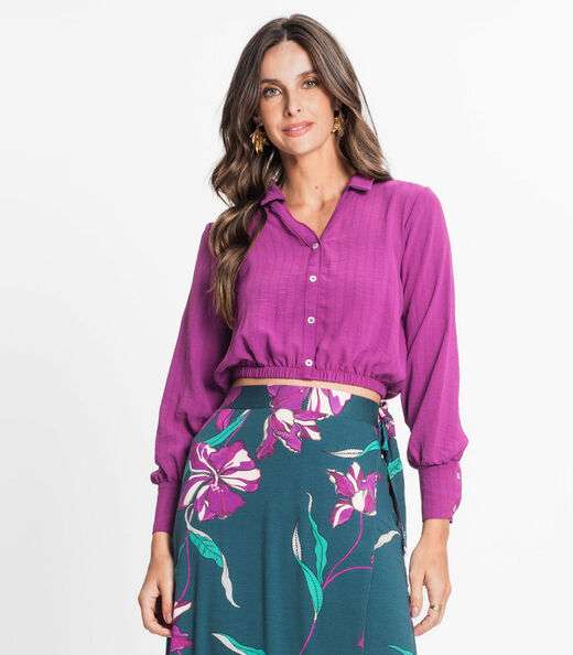 Camisa Feminina Manga Longa Rovitex Roxo