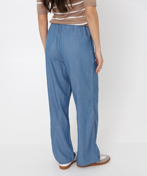Calça Jeans Pantalona Feminina Marisa Azul
