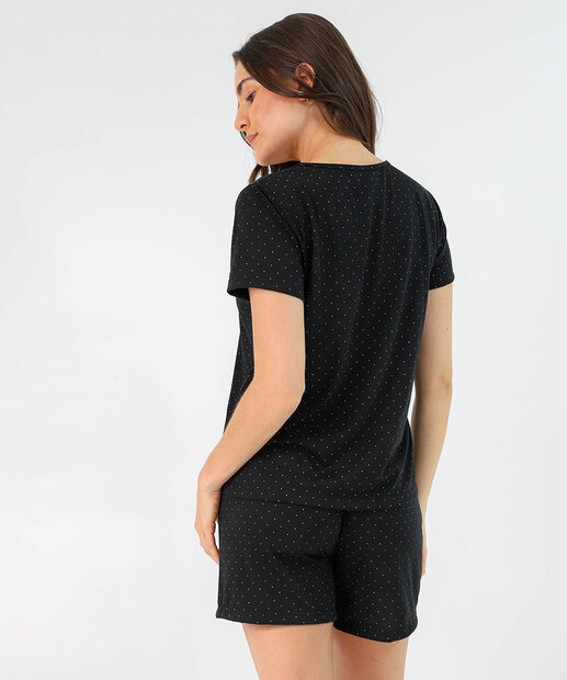 Pijama Feminino Estampa Poá Marisa Preto