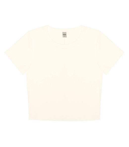 Blusa Cropped Ribana Básica Rovitex Bege