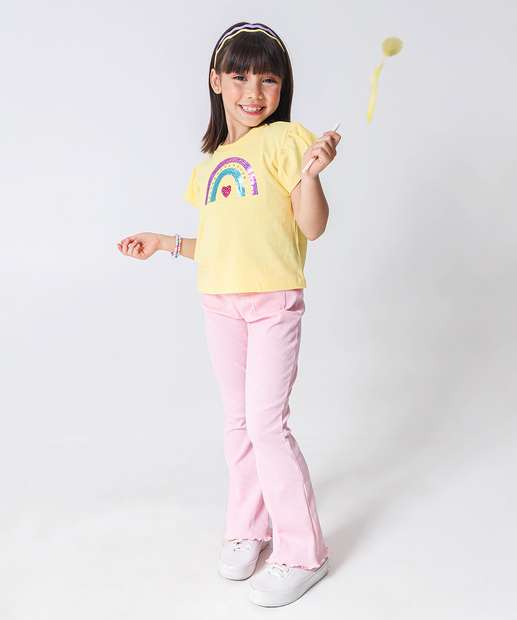 Blusa Infantil Paetês e Brinde Marisa Tam 4 a 10 Amarelo