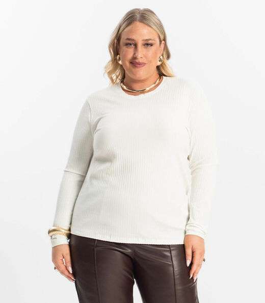 Image_Blusa Manga Longa Ribana Canelada Secret Glam Bege