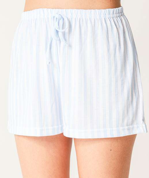 Pijama Feminino Listrado Sem Manga Marisa Azul