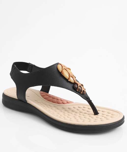 Image_Sandália Feminina Rasteira Pedras Sintéticas Modare Preto