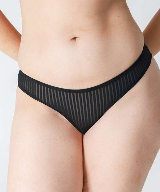 Calcinha Biquíni Listras Tule Marisa Preto