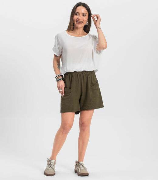 Blusa Feminina manga curta Infinita Cor Branco