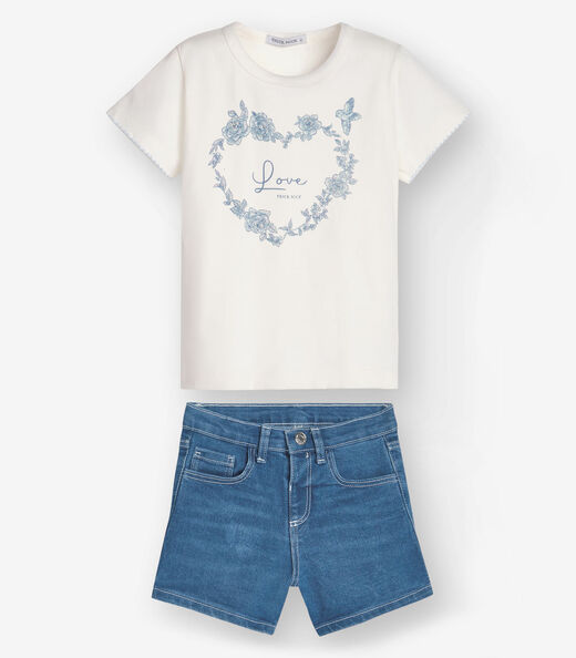 Conjunto Blusa com Shorts Menina Trick Nick Bege