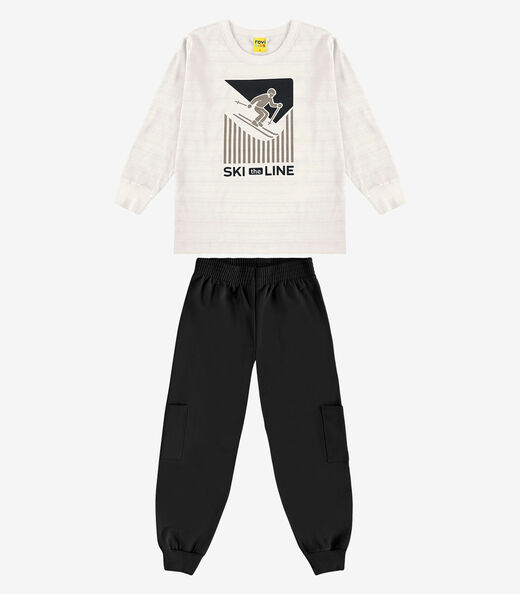 Image_Conjunto Camiseta com Calça Meia Malha Rovi Kids Bege