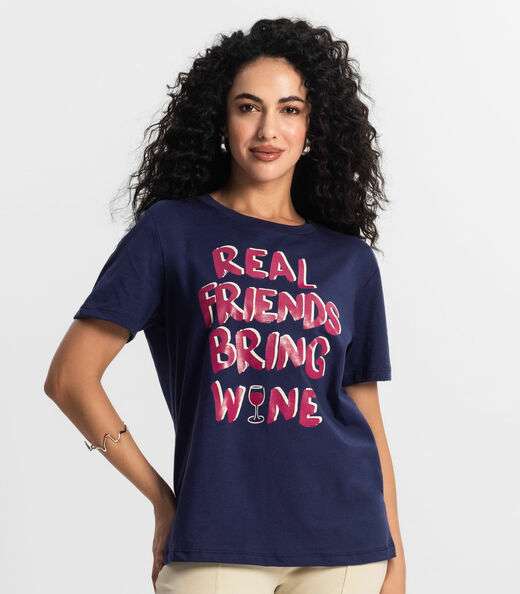 T-Shirt Feminina Estampada Rovitex Azul