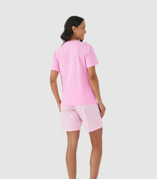 Pijama Americano Curto Mensageira Da Paz Rosa