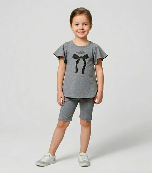 Image_Conjunto Infantil Feminino Blusa E Ciclista Select Cinza