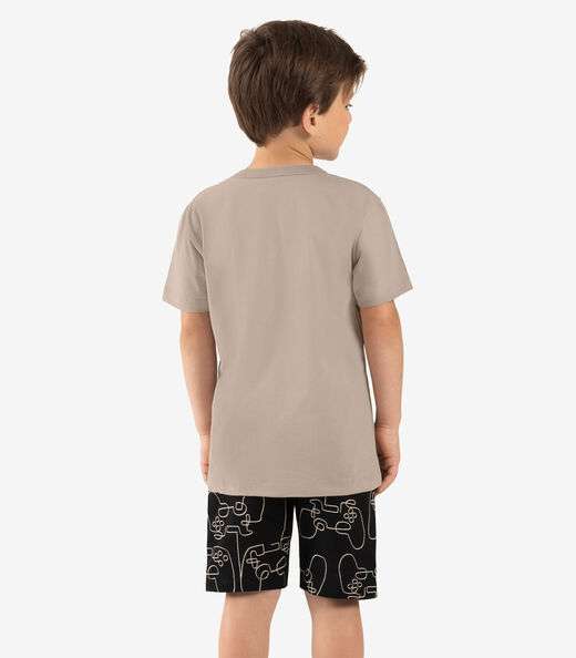 Conjunto Infantil Camiseta Com Bermuda Rovi kids Marrom