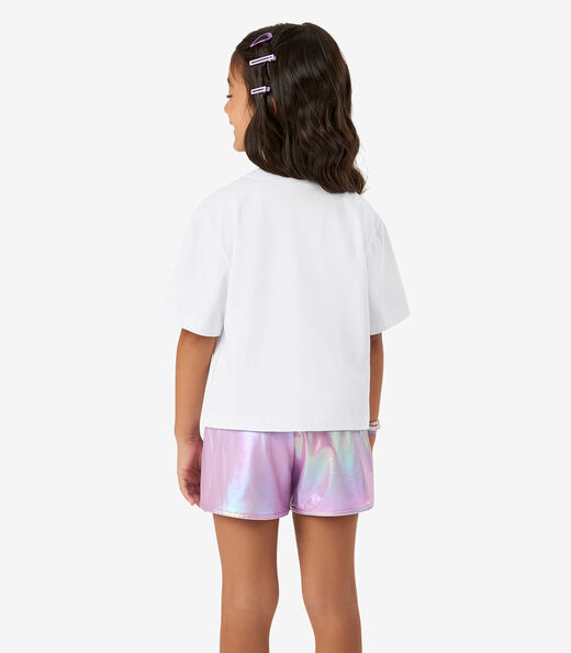 Conjunto Blusa com Shorts Cotton e Malha Rovi Kids Branco