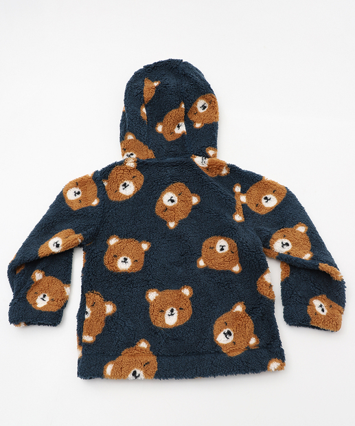 Jaqueta infantil Sherpa Urso Capuz Marisa Tam 1 a 3 Azul