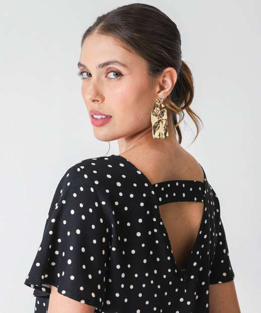 Vestido Feminino Curto Estampa Poá Marisa 