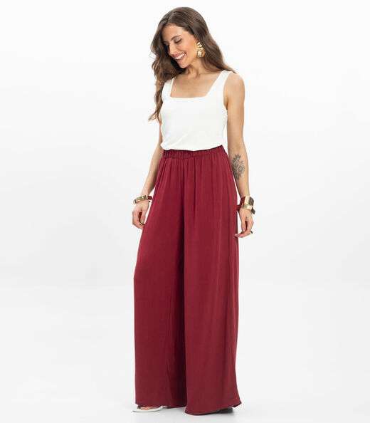 Calça Feminina Pantalona Lisa Select Vermelho