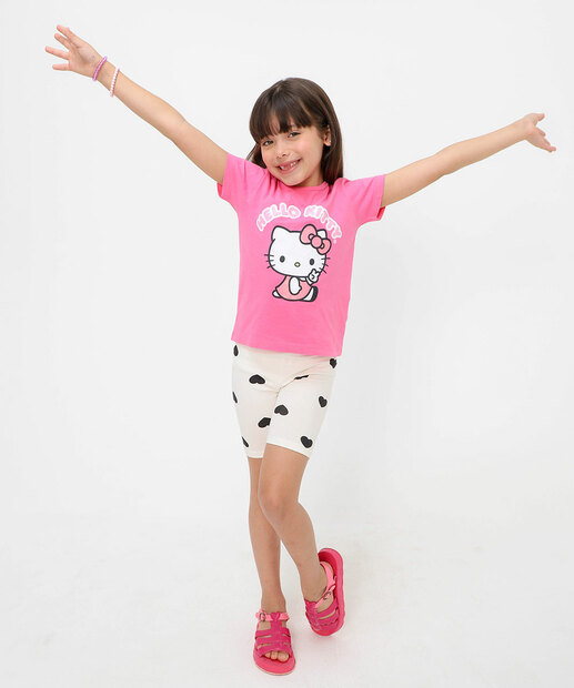Blusa Infantil Estampa Hello Kitty Tam 4 a 10 Rosa