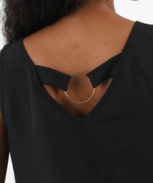 Blusa Regata Feminina Crepe Argola Marisa Preto