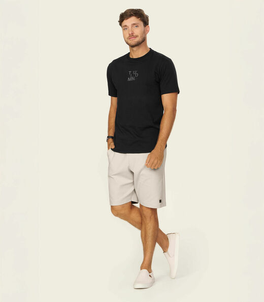 Camiseta Masculina Meia Malha Com Estampa Diametro Preto