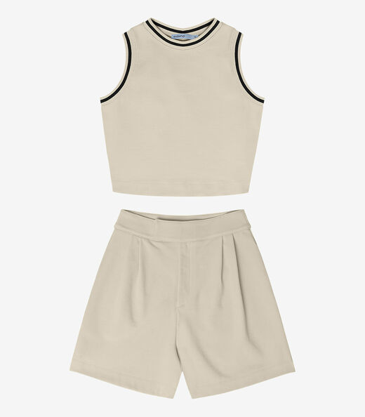 Conjunto Feminino Regata Com Shorts Endless Bege