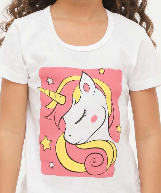 Blusa Infantil Estampa Unicórnio Marisa Tam 4 a 10
