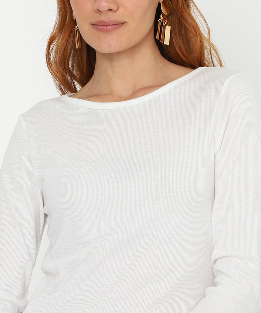 Blusa Feminina Canelada Manga Longa Marisa Off White