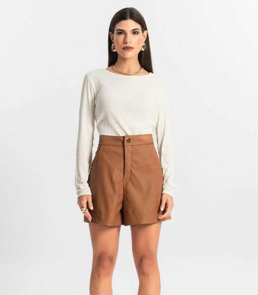 Image_Shorts Feminino Courino Sintético Endless Marrom