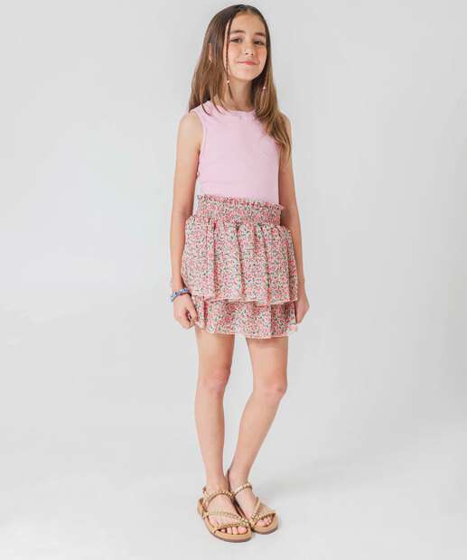 Blusa Juvenil Regata Canelado Marisa Tam 10 a 16 Rosa