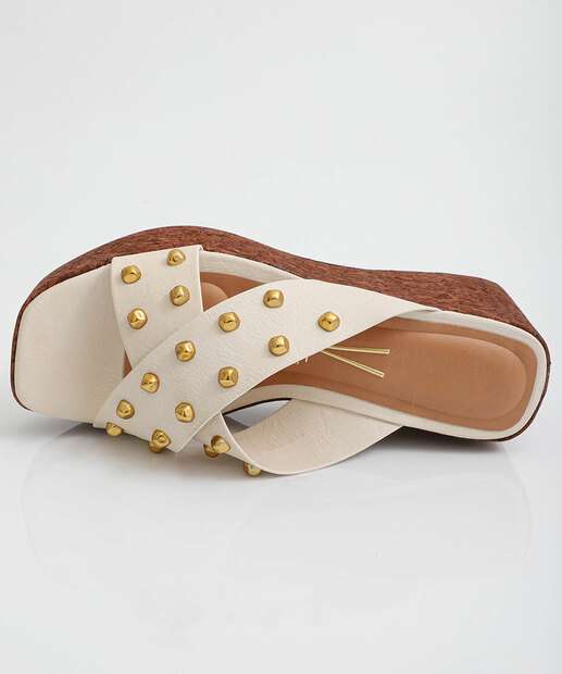 Tamanco Feminino Plataforma Tachas Vizzano