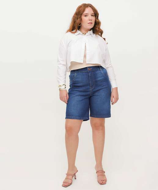 Bermuda Plus Size Feminina Jeans Ciclista