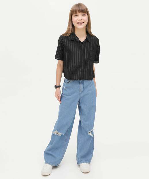 Camisa Juvenil Cropped Brilho Lurex Marisa Tam 10 a 16