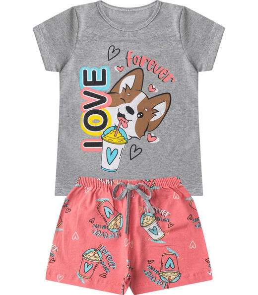 Image_Conjunto Infantil Menina Básico Curto Select Cinza
